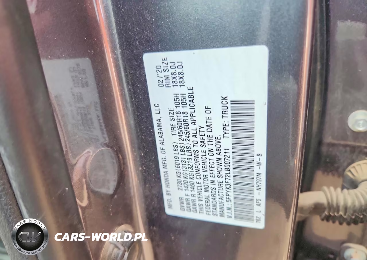 2020 Honda Ridgeline Rtl VIN:5FPYK3F72LB007211 - 12