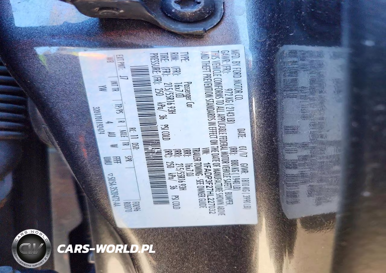 2017 Ford Focus Se VIN:1FADP3F27HL227032 - 12