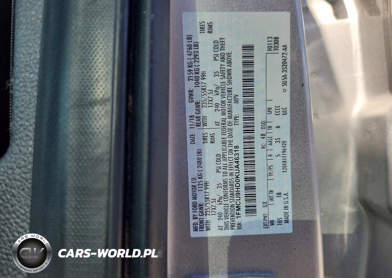 2019 Ford Escape Sel VIN:1FMCU9HD0KUA46318 - 13