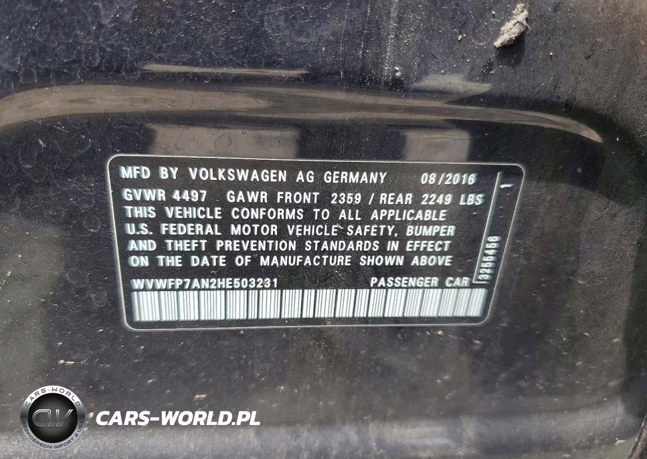 2017 Volkswagen Cc R-Line VIN:WVWFP7AN2HE503231 - 12