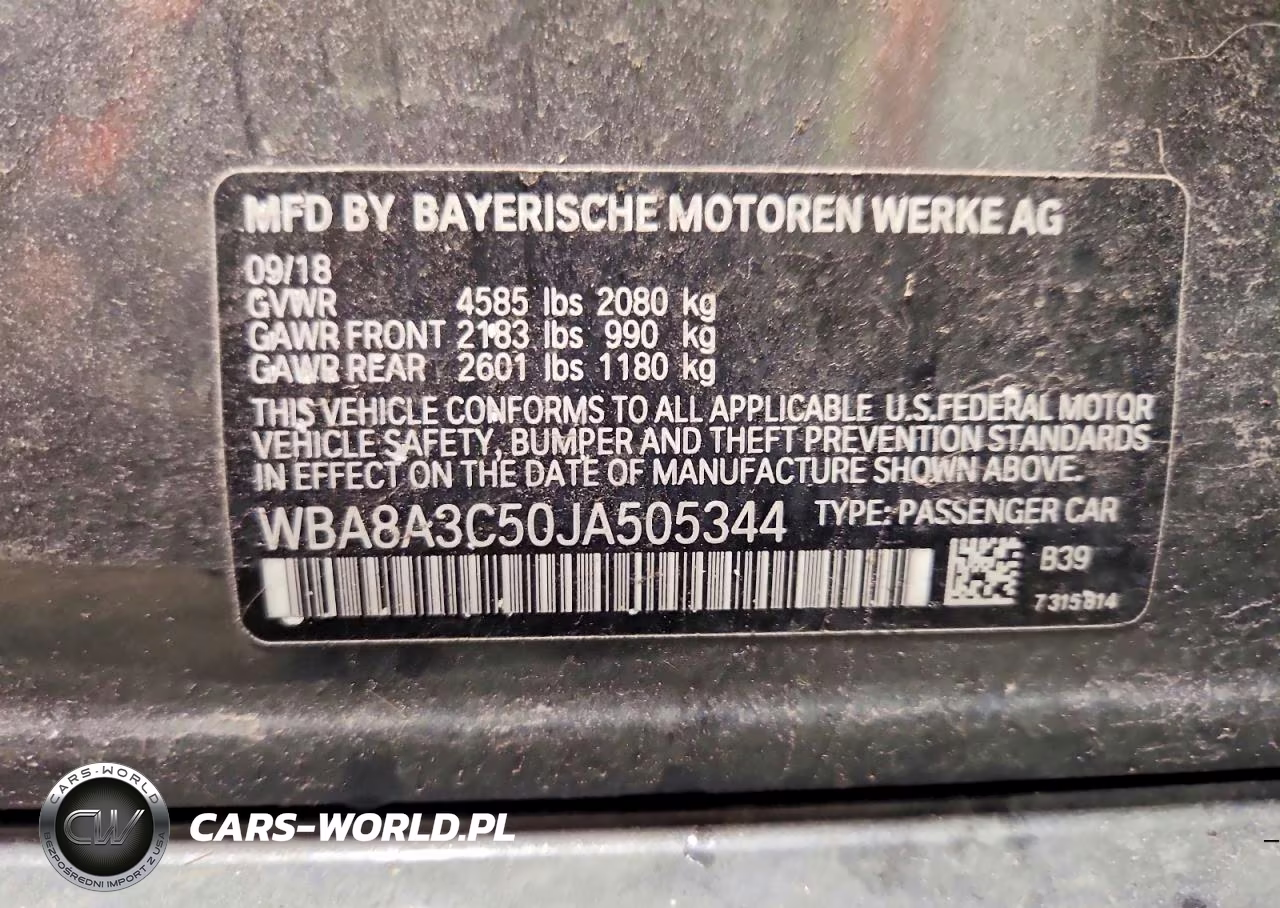 2018 BMW 320 Xi VIN:WBA8A3C50JA505344 - 13