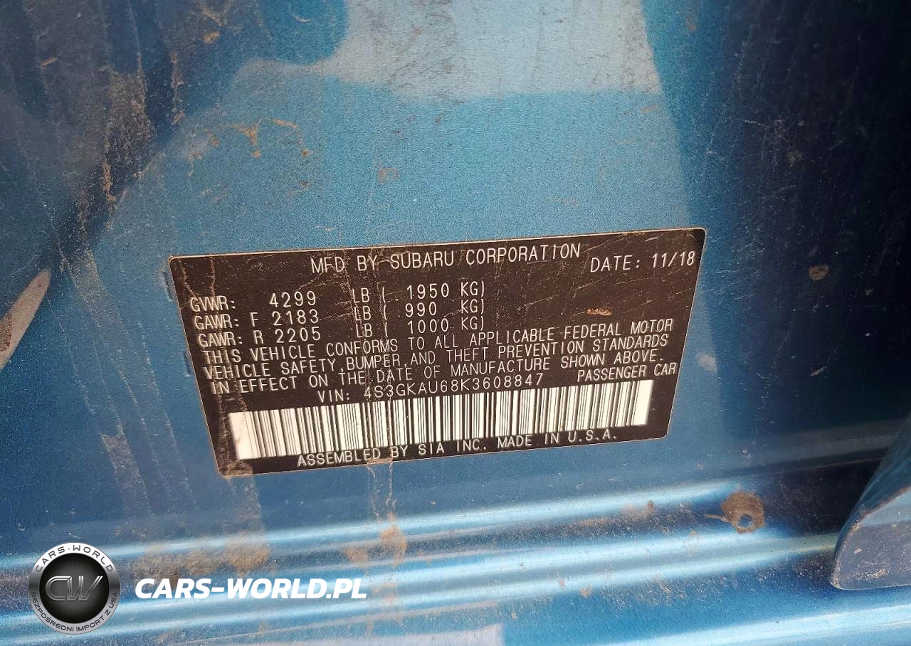 2019 Subaru Impreza Limited VIN:4S3GKAU68K3608847 - 12