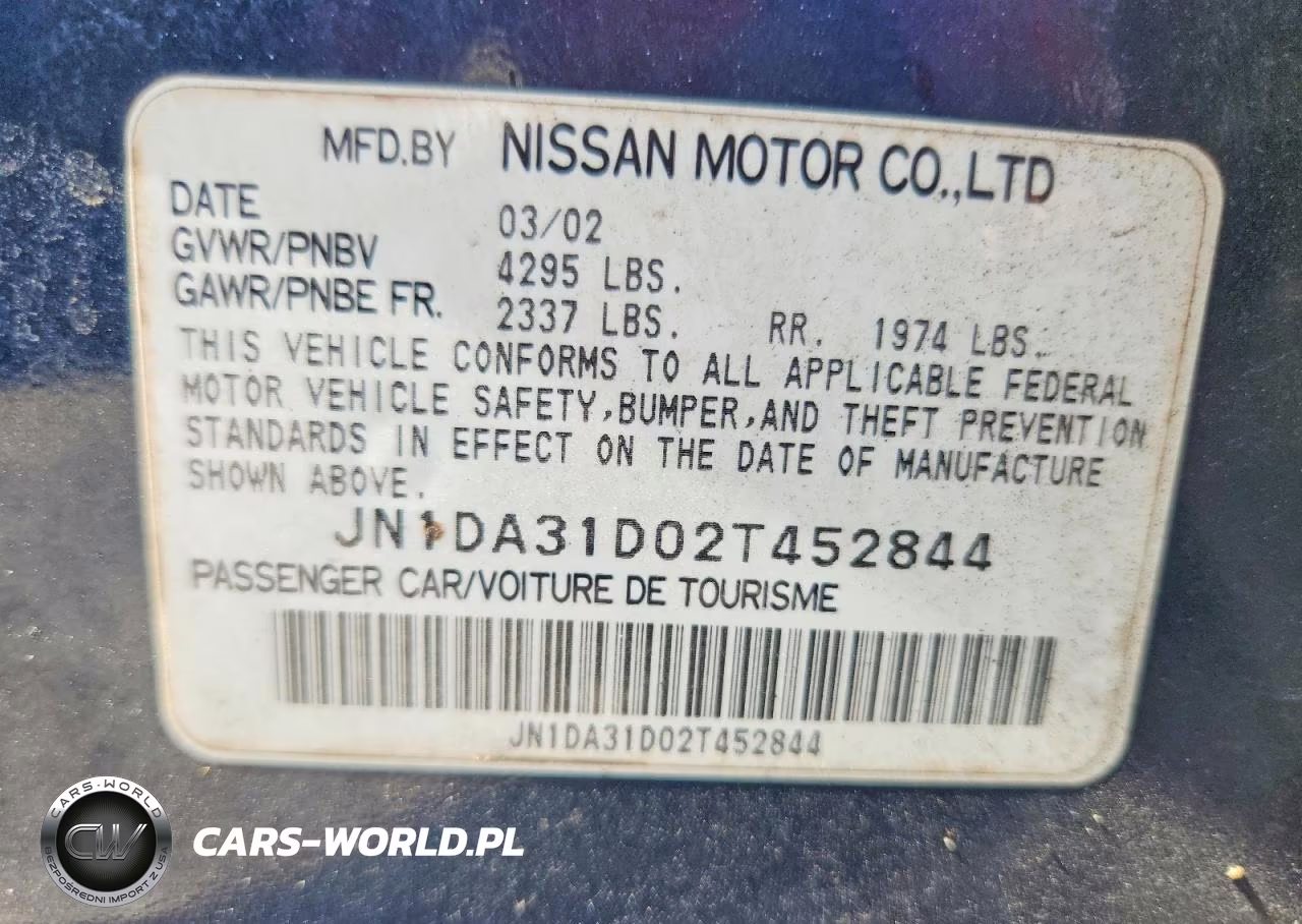 2002 Nissan Maxima Gxe VIN:JN1DA31D02T452844 - 12