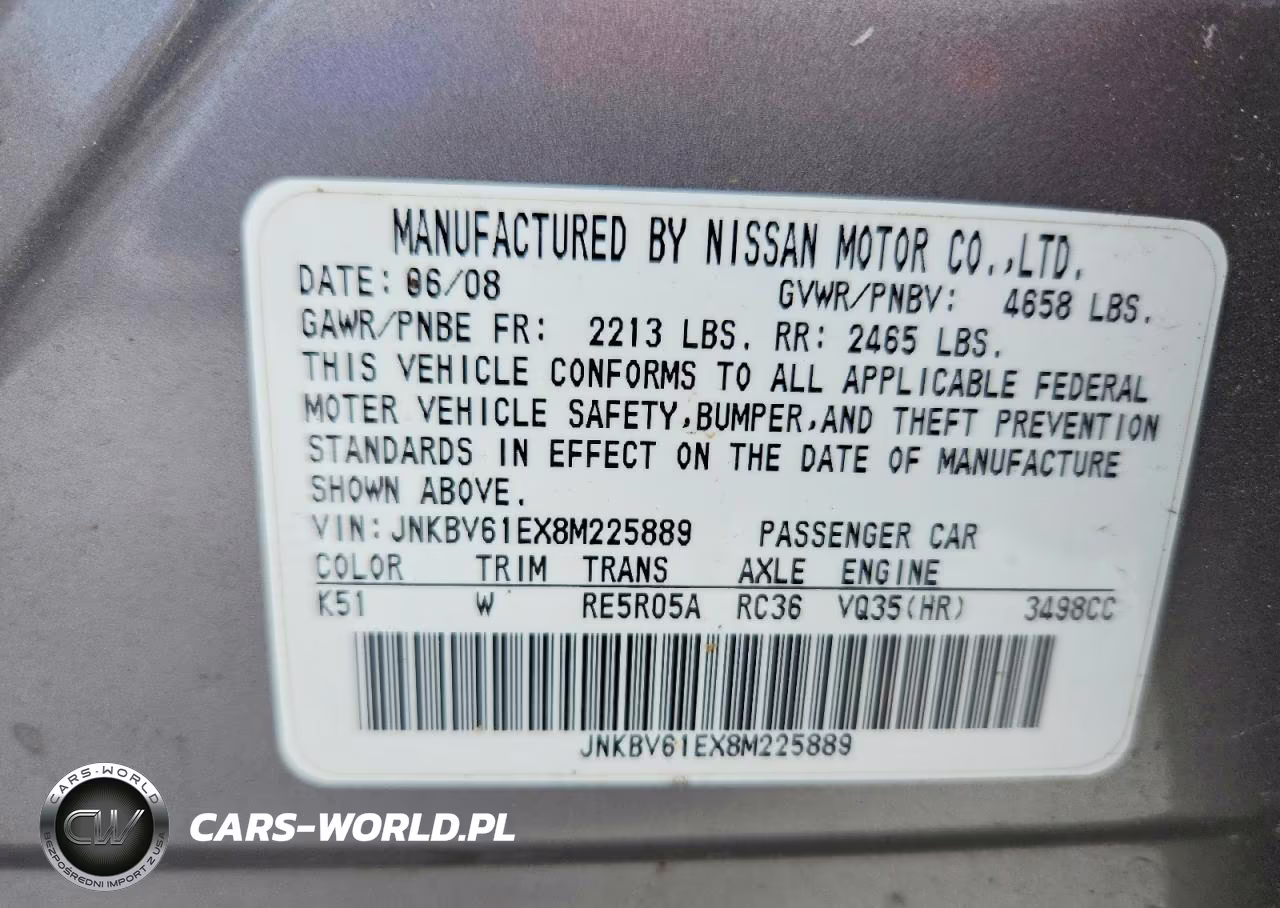 2008 Infiniti G35 Base VIN:JNKBV61EX8M225889 - 12