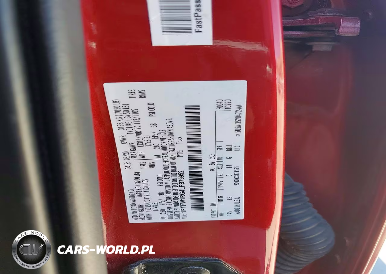 2020 Ford F150 Raptor VIN:1FTFW1RG4LFB79952 - 12