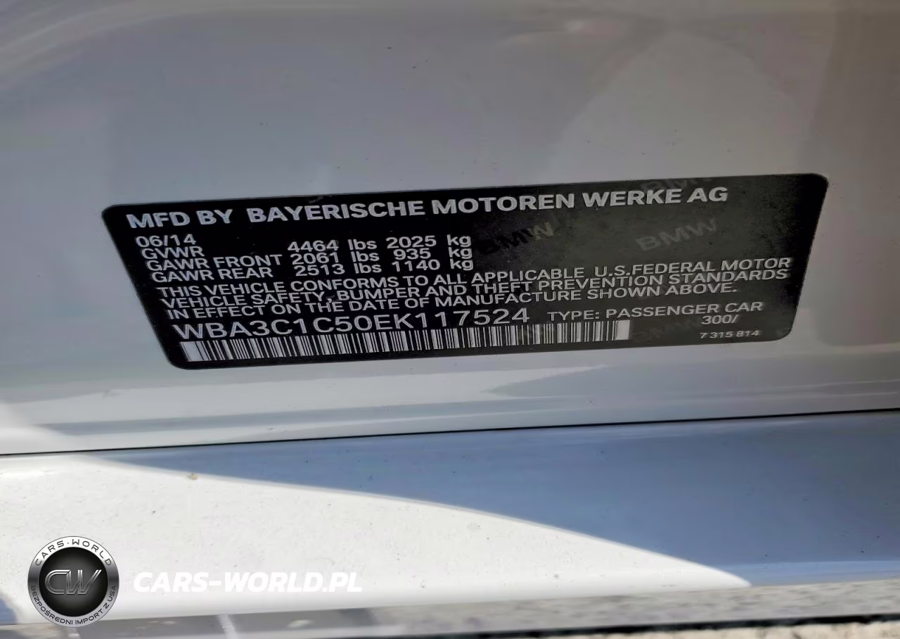 2014 BMW 328 I Sulev VIN:WBA3C1C50EK117524 - 12