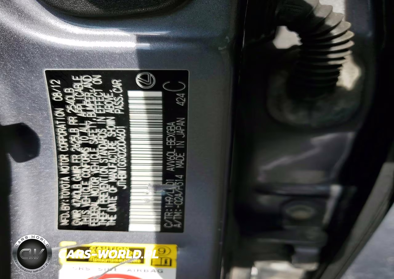 2013 Lexus Es 300H VIN:JTHBW1GGXD2004601 - 12