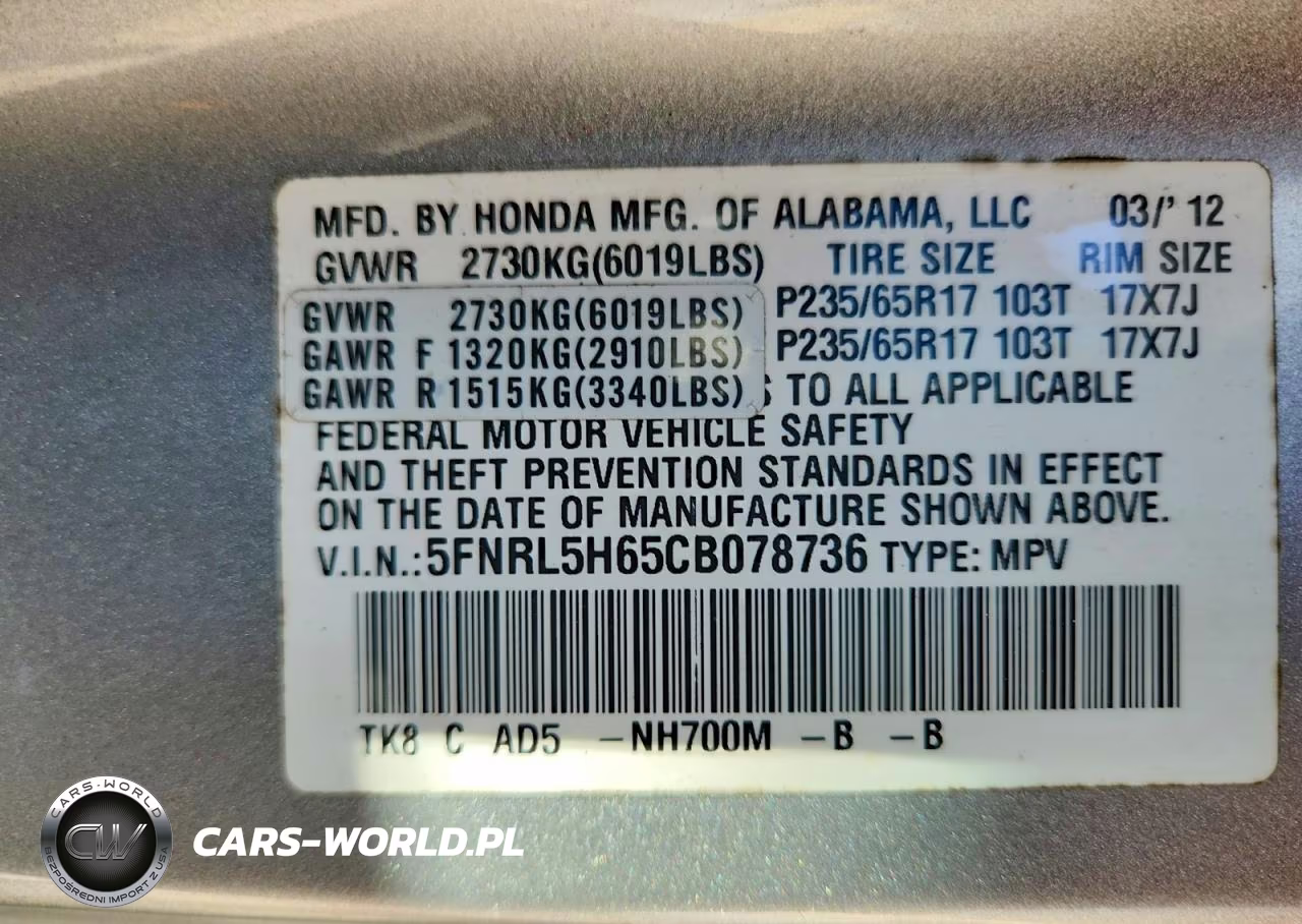 2012 Honda Odyssey Exl VIN:5FNRL5H65CB078736 - 13