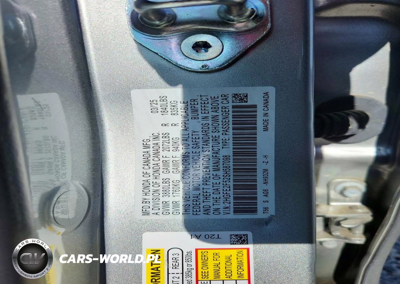 2025 Honda Civic Sport VIN:2HGFE2F52SH587098 - 12
