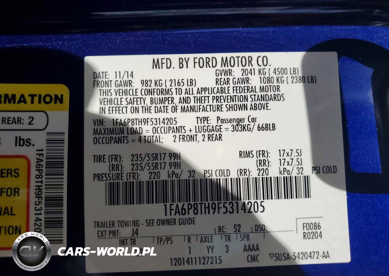 2015 Ford Mustang VIN:1FA6P8TH9F5314205 - 12