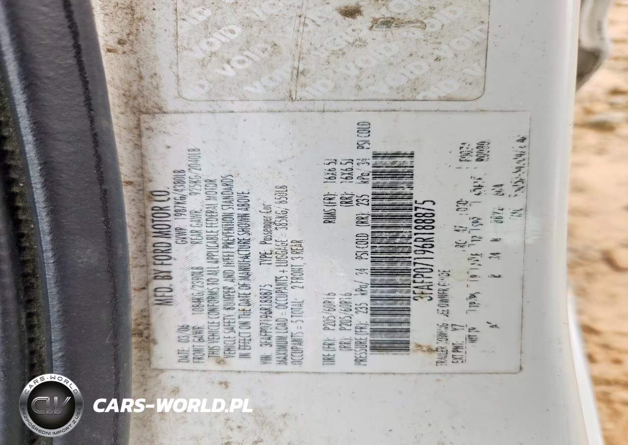 2006 Ford Fusion Se VIN:3FAFP07196R188875 - 12