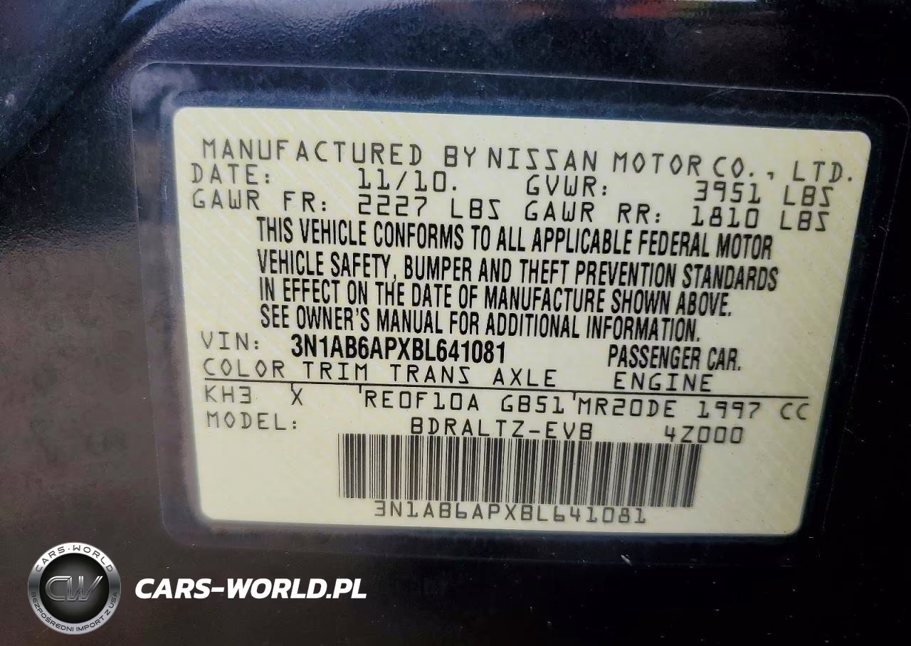 2011 Nissan Sentra 2.0 VIN:3N1AB6APXBL641081 - 12