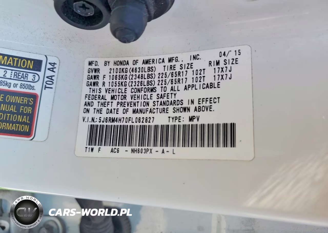 2015 Honda Cr-V Exl VIN:5J6RM4H70FL062827 - 13
