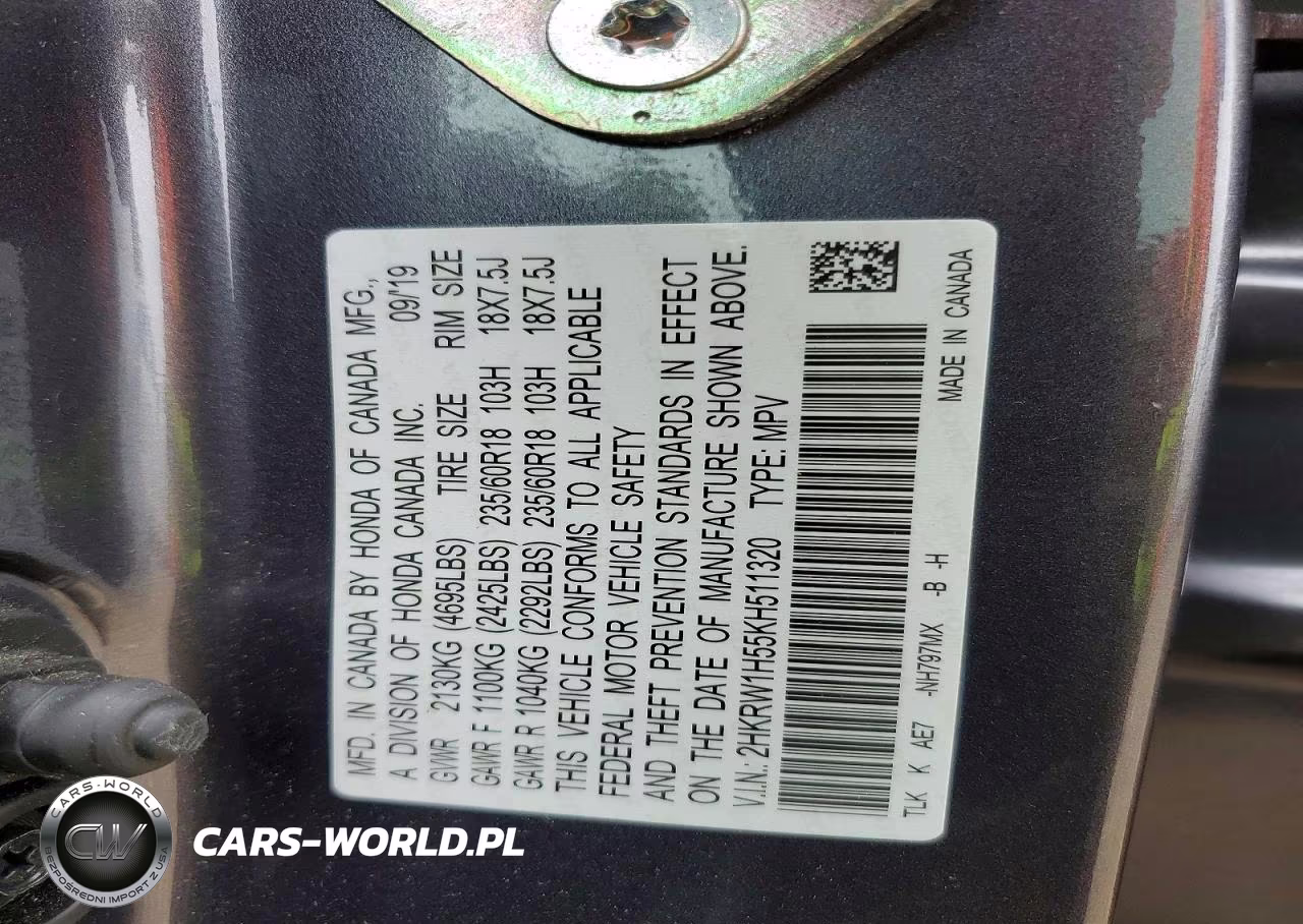 2019 Honda Cr-V Ex VIN:2HKRW1H55KH511320 - 13