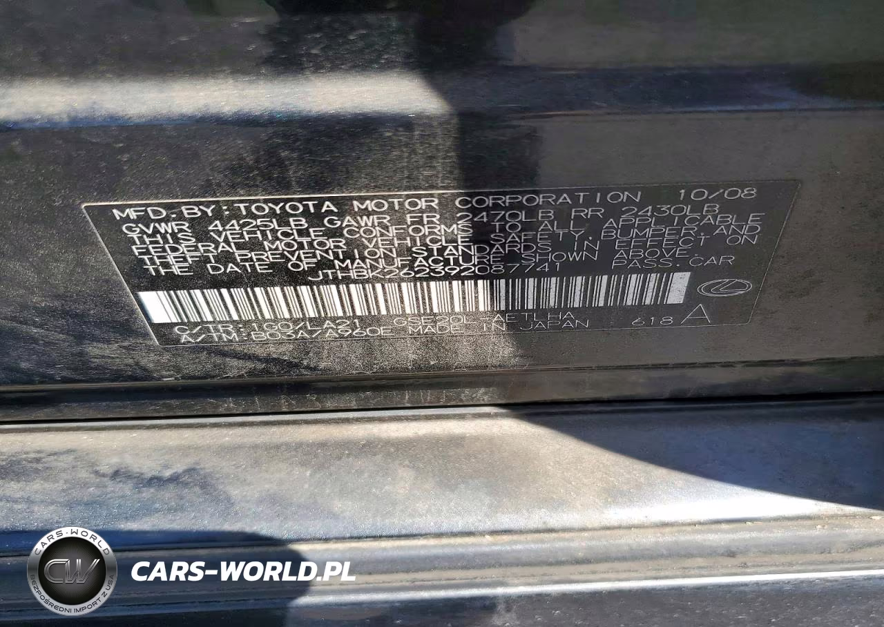 2009 Lexus Is 250 VIN:JTHBK262392087741 - 12