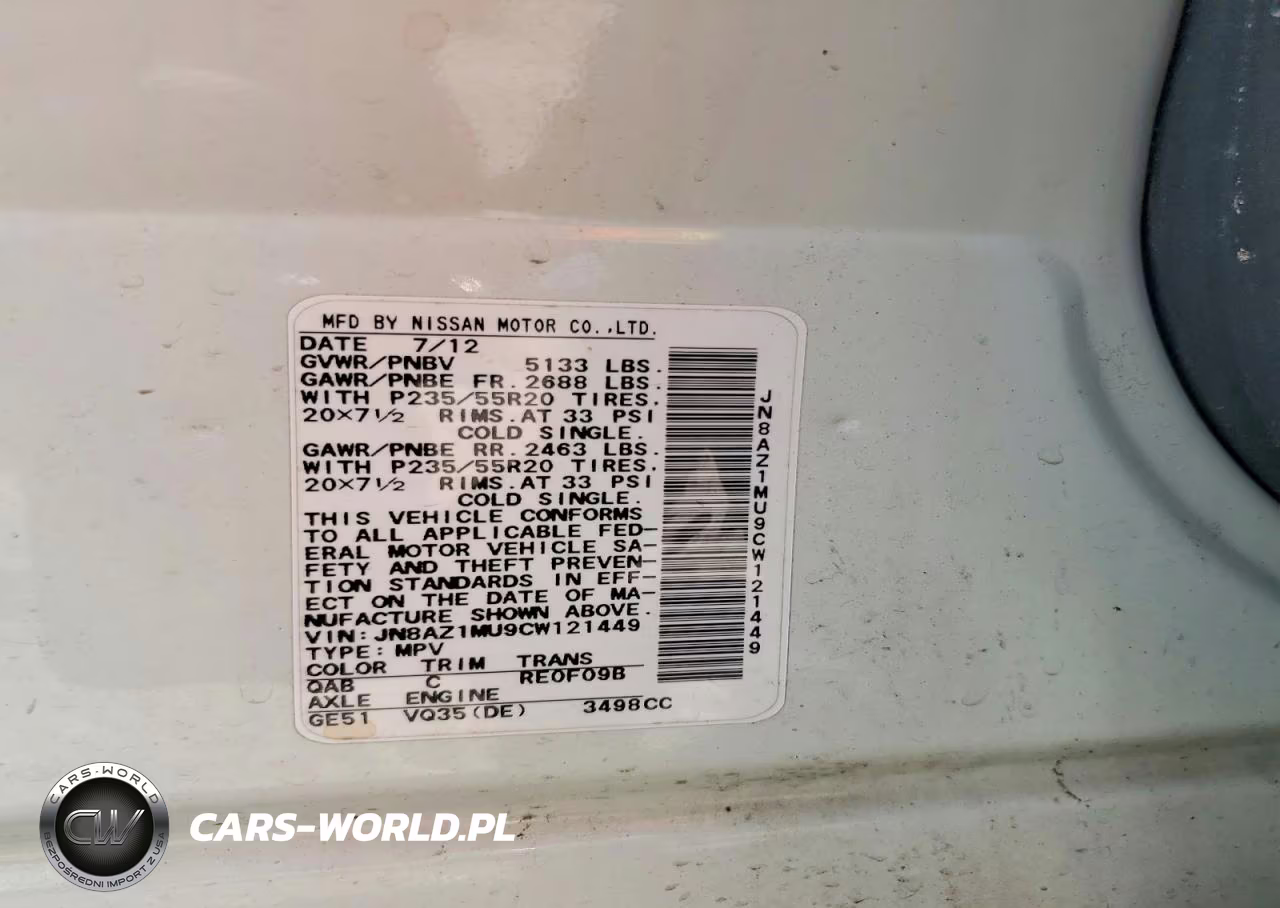 2012 Nissan Murano S VIN:JN8AZ1MU9CW121449 - 13