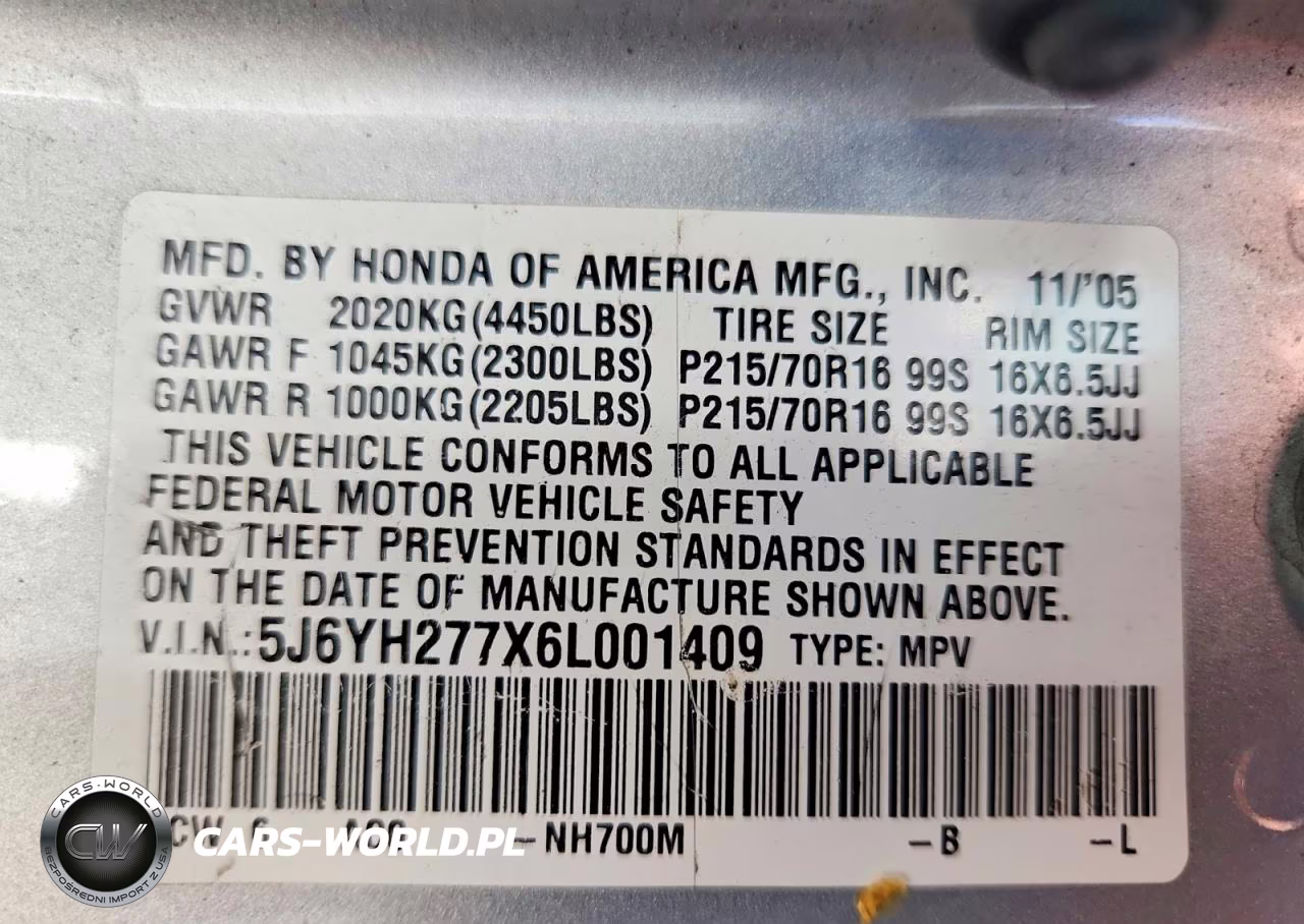 2006 Honda Element Ex VIN:5J6YH277X6L001409 - 14