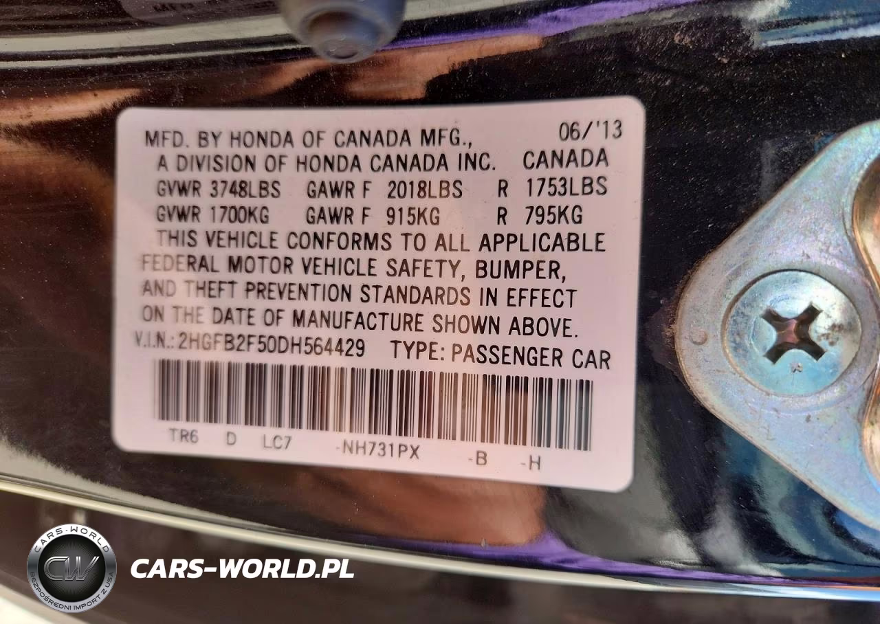2013 Honda Civic Lx VIN:2HGFB2F50DH564429 - 12