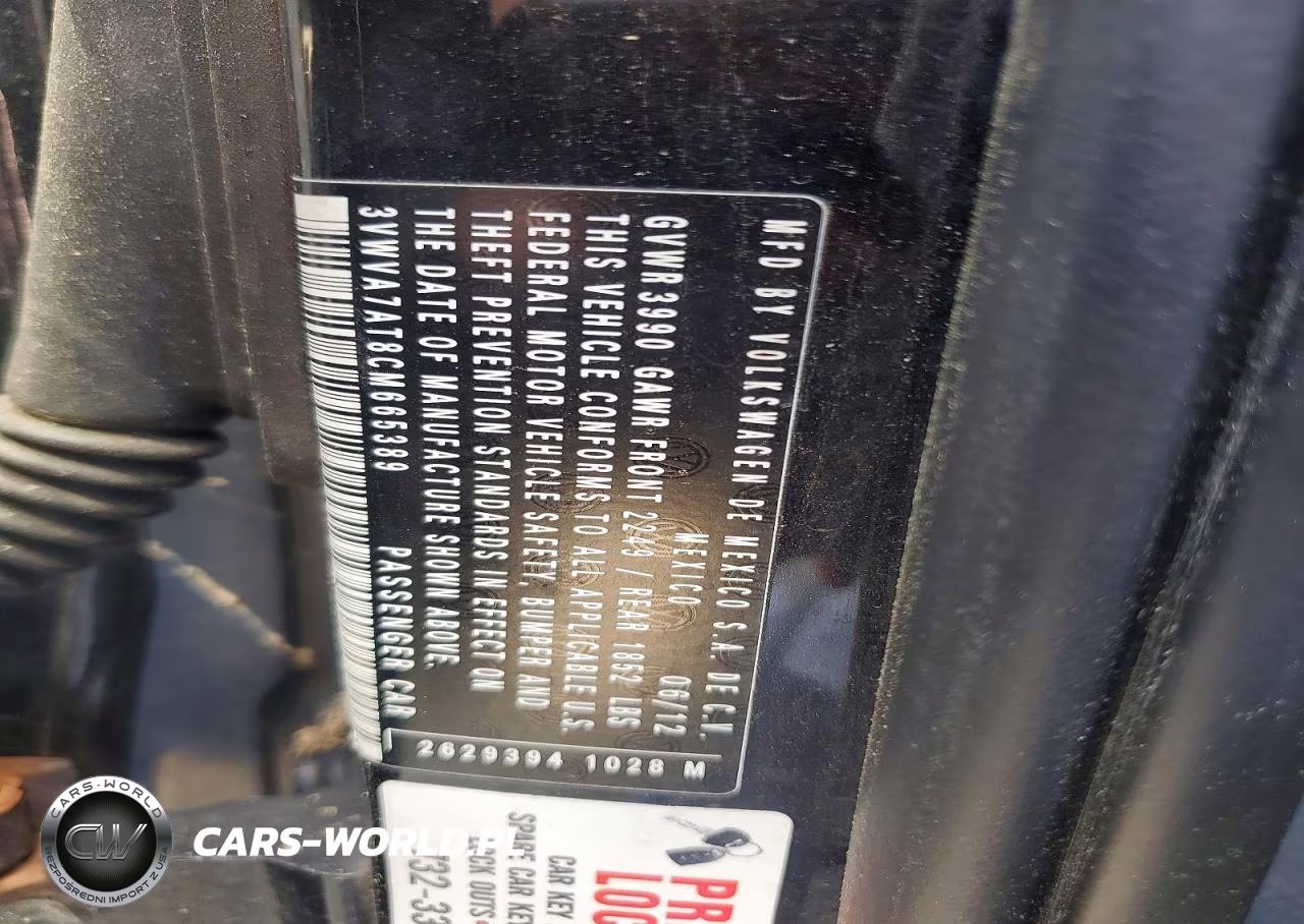 2012 Volkswagen Beetle Turbo VIN:3VWVA7AT8CM665389 - 12