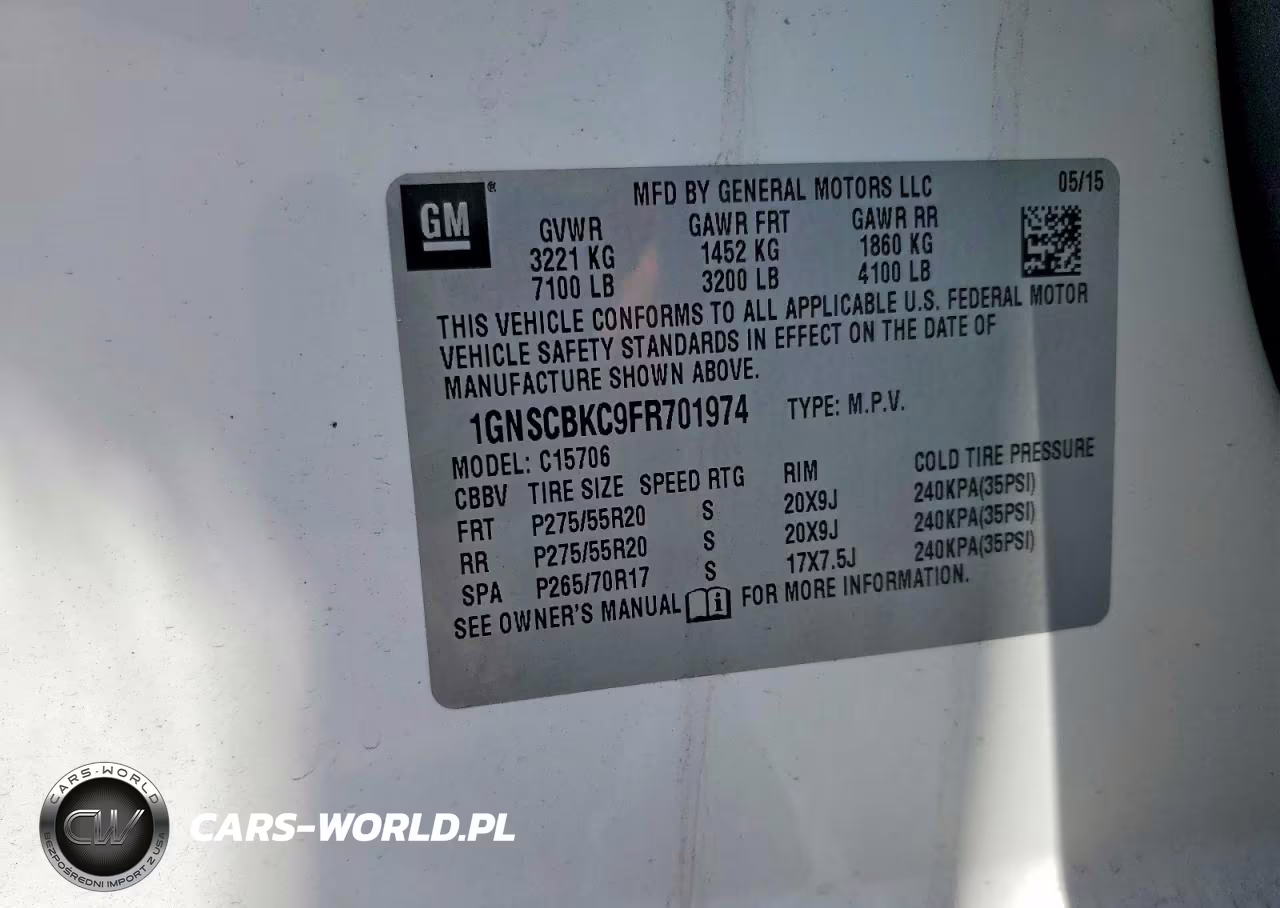 2015 Chevrolet Tahoe VIN:1GNSCBKC9FR701974 - 12