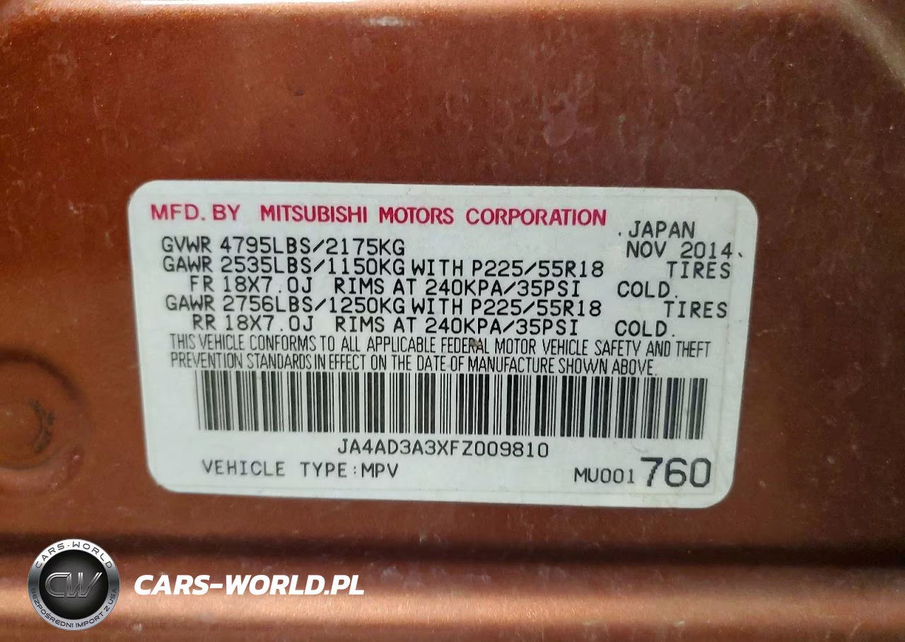 2015 Mitsubishi Outlander Se VIN:JA4AD3A3XFZ009810 - 12