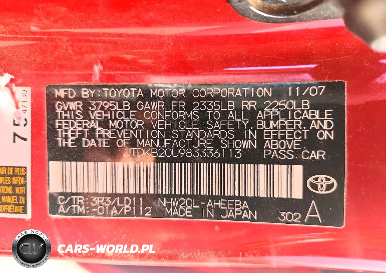 2008 Toyota Prius Base VIN:JTDKB20U983336113 - 12