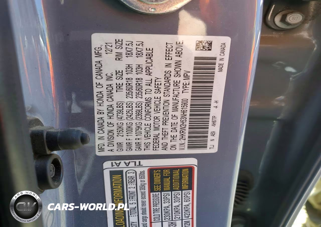 2022 Honda Cr-V Ex VIN:2HKRW2H53NH615900 - 12