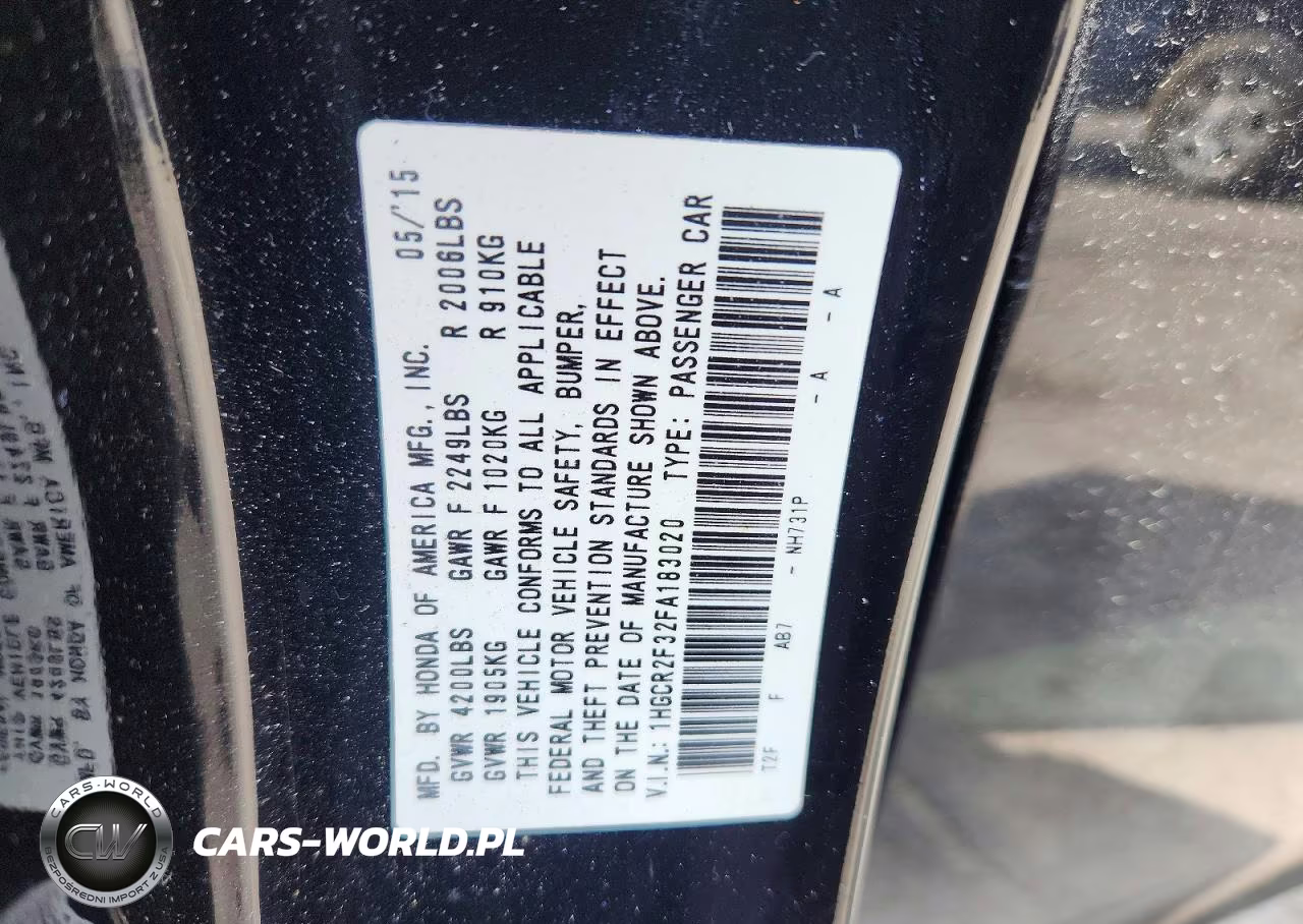 2015 Honda Accord Lx VIN:1HGCR2F32FA183020 - 13