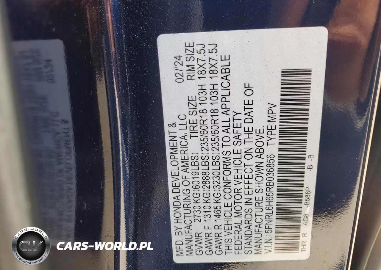 2024 Honda Odyssey Exl VIN:5FNRL6H65RB036856 - 14