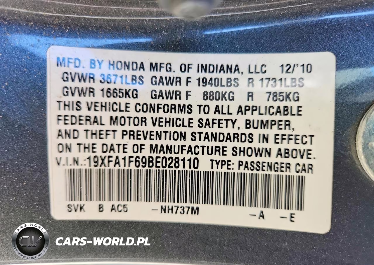 2011 Honda Civic Lx-S VIN:19XFA1F69BE028110 - 12