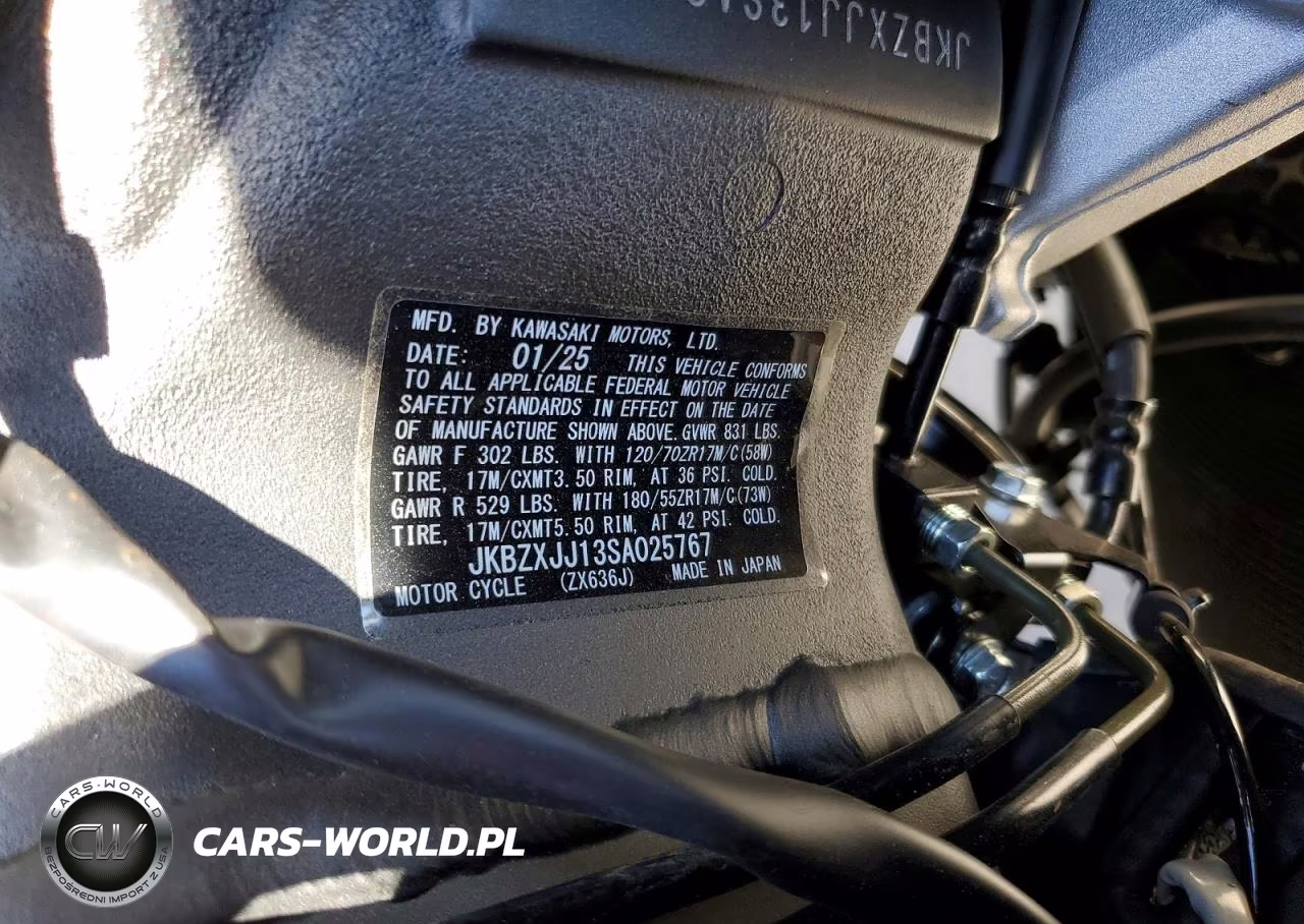 2025 Kawasaki Zx636 K VIN:JKBZXJJ13SA025767 - 9