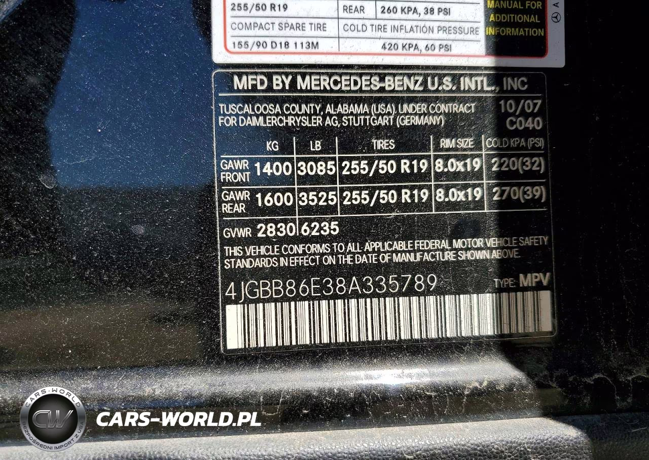 2008 Mercedes-Benz Ml 350 VIN:4JGBB86E38A335789 - 13