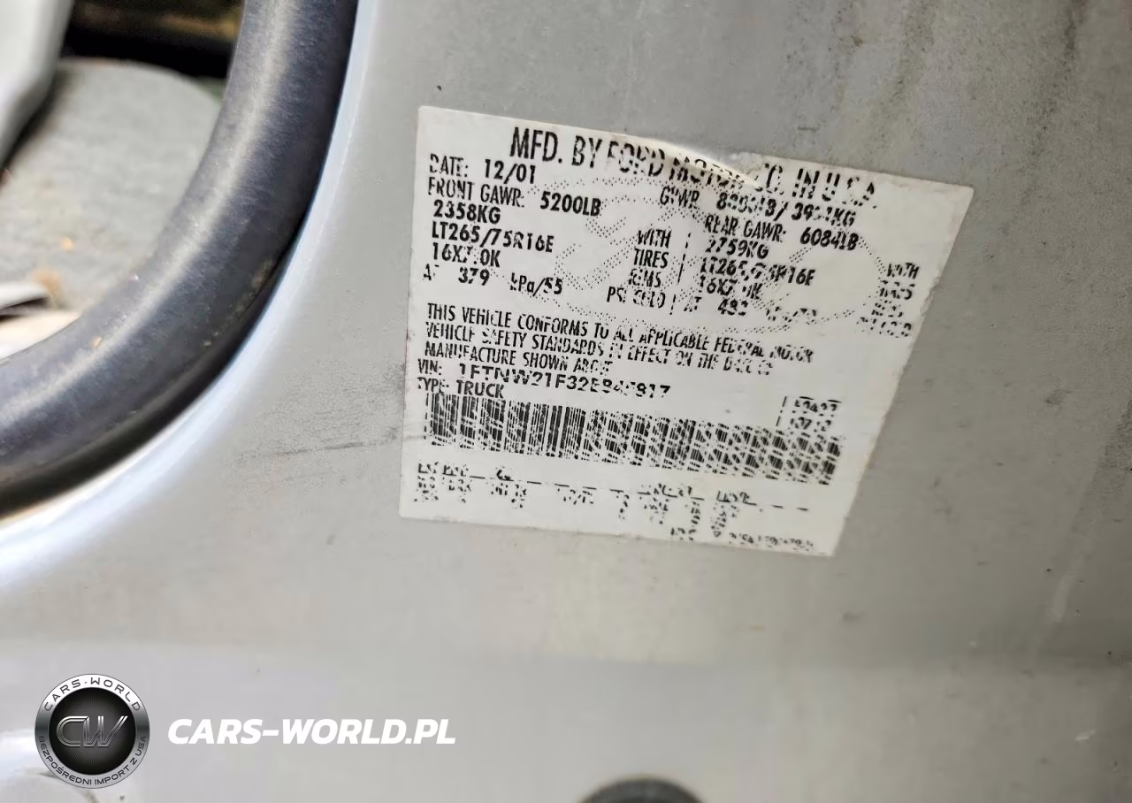 2002 Ford F250 Super Duty VIN:1FTNW21F32EB45817 - 12