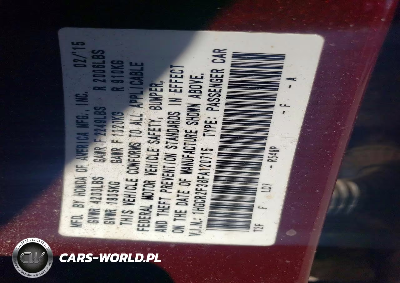 2015 Honda Accord Lx VIN:1HGCR2F38FA120715 - 13