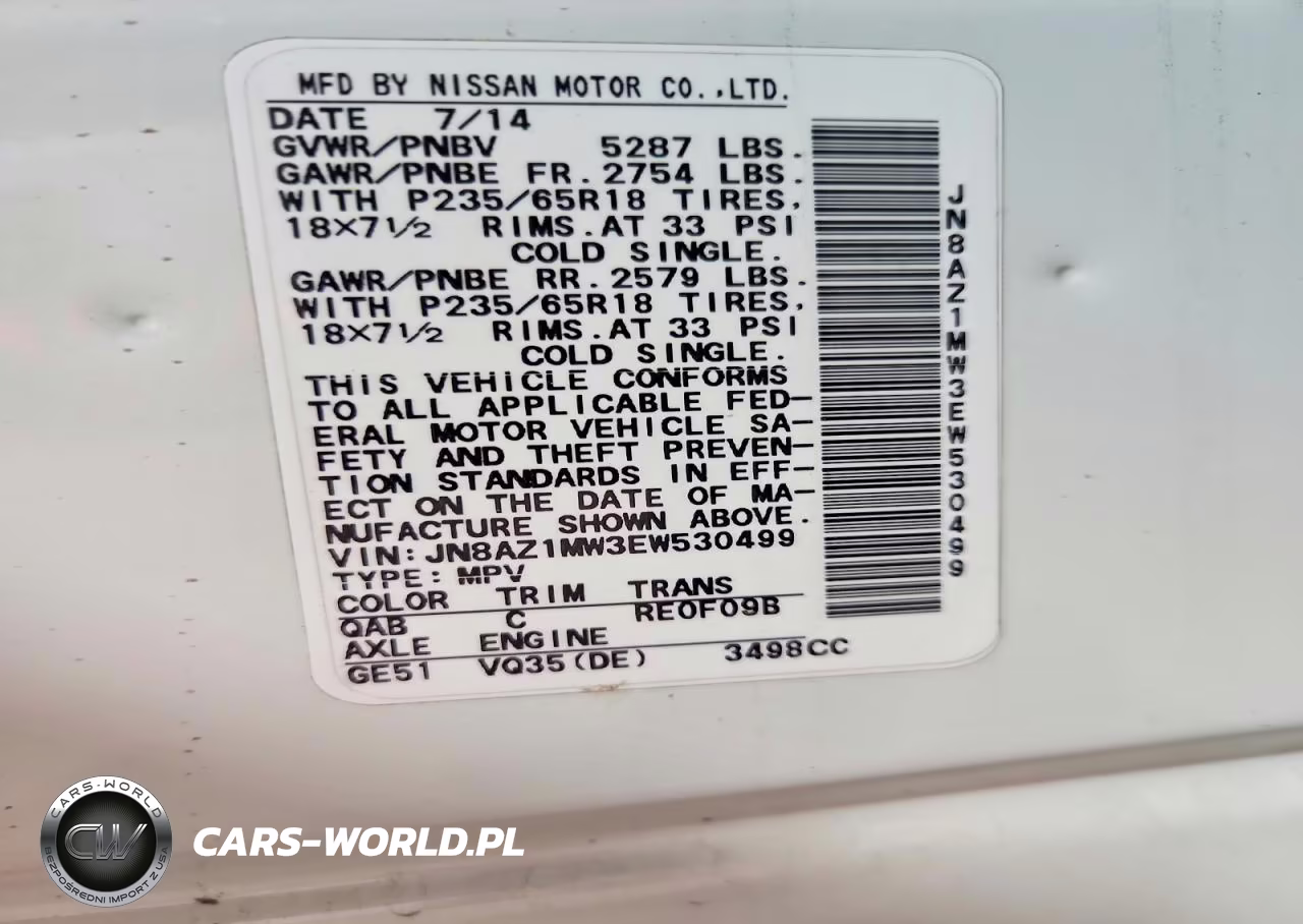 2014 Nissan Murano Sv VIN:JN8AZ1MW3EW530499 - 13