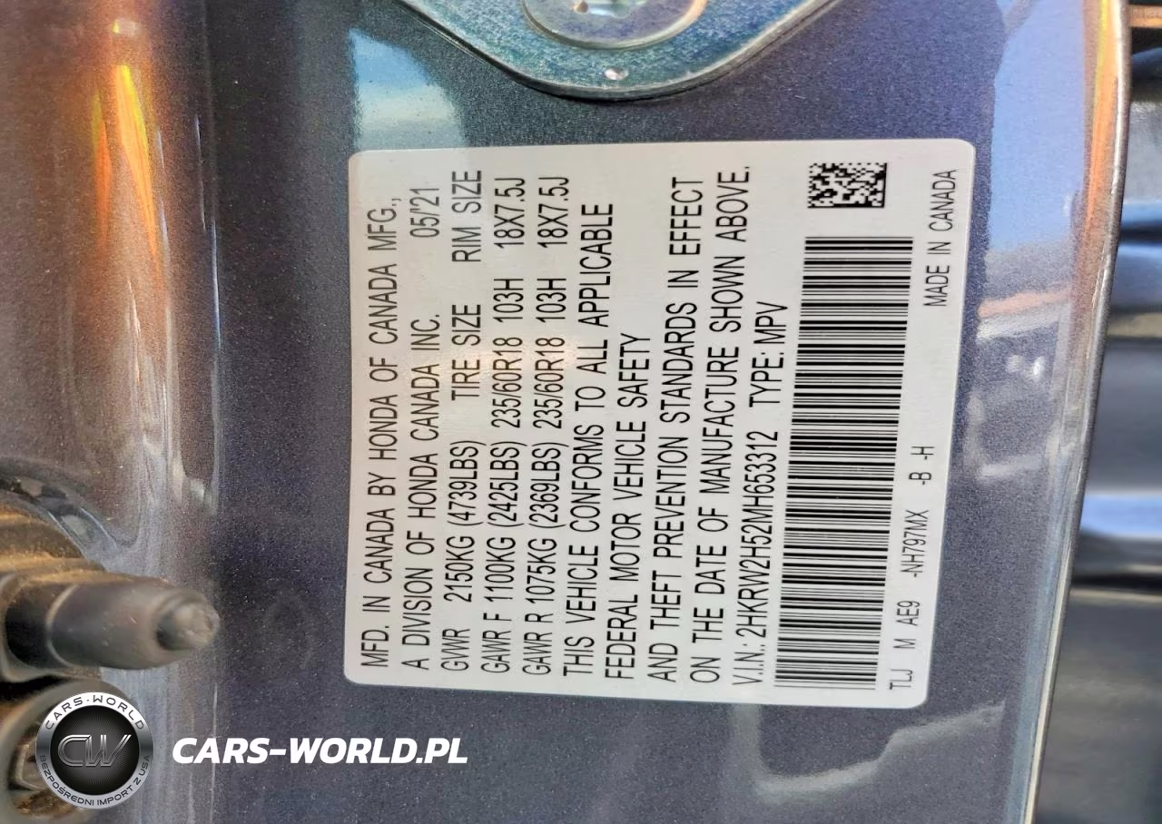 2021 Honda Cr-V Ex VIN:2HKRW2H52MH653312 - 12