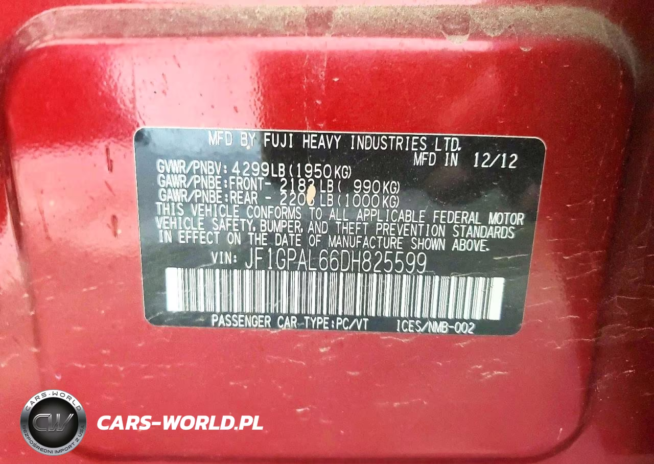 2013 Subaru Impreza Sport Premium VIN:JF1GPAL66DH825599 - 12