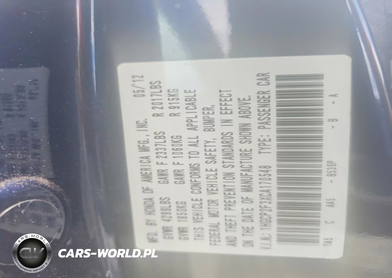 2012 Honda Accord Lx VIN:1HGCP2F3XCA170548 - 13