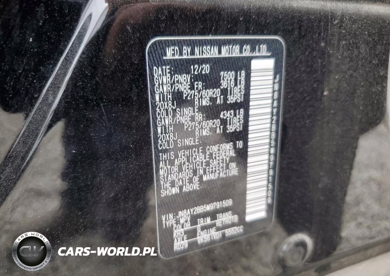 2021 Nissan Armada Sl VIN:JN8AY2BB5M9791509 - 13
