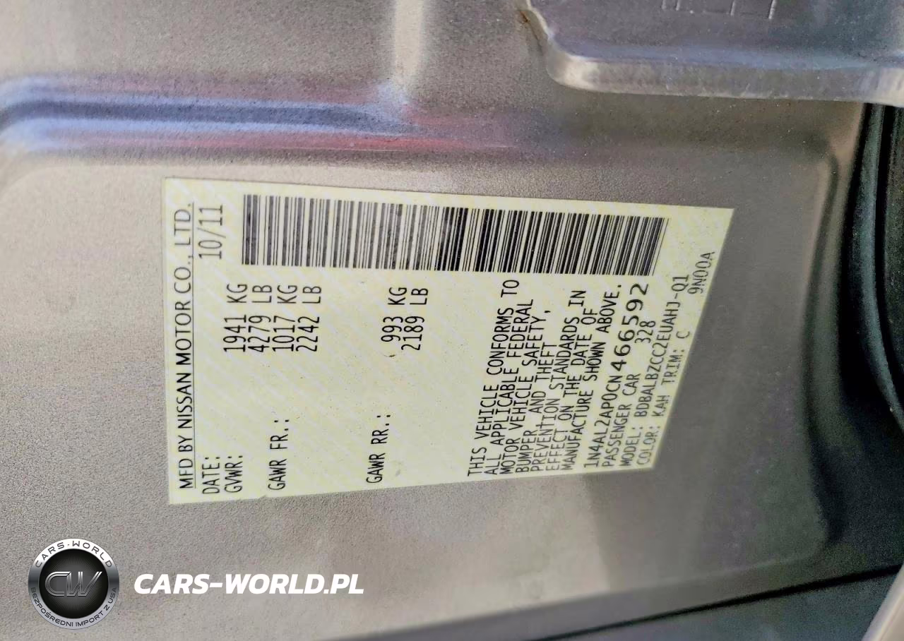 2012 Nissan Altima 2.5 VIN:1N4AL2AP0CN466592 - 12