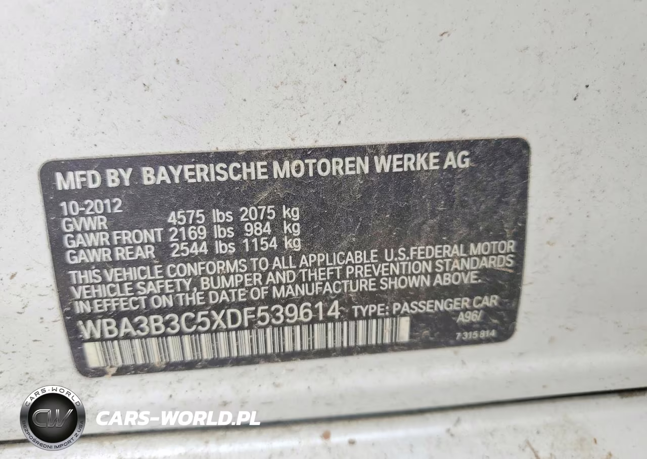 2013 BMW 328 Xi VIN:WBA3B3C5XDF539614 - 12