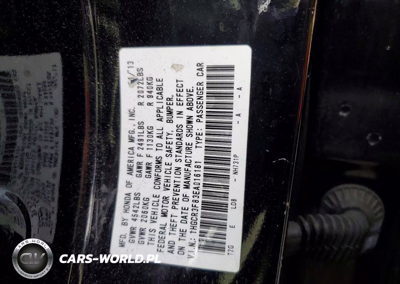 2014 Honda Accord Exl VIN:1HGCR3F83EA016181 - 12