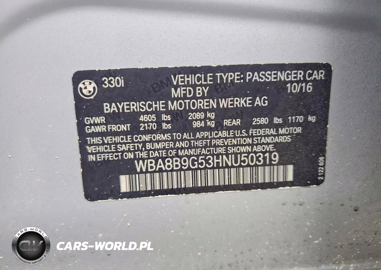 2017 BMW 330 I VIN:WBA8B9G53HNU50319 - 12