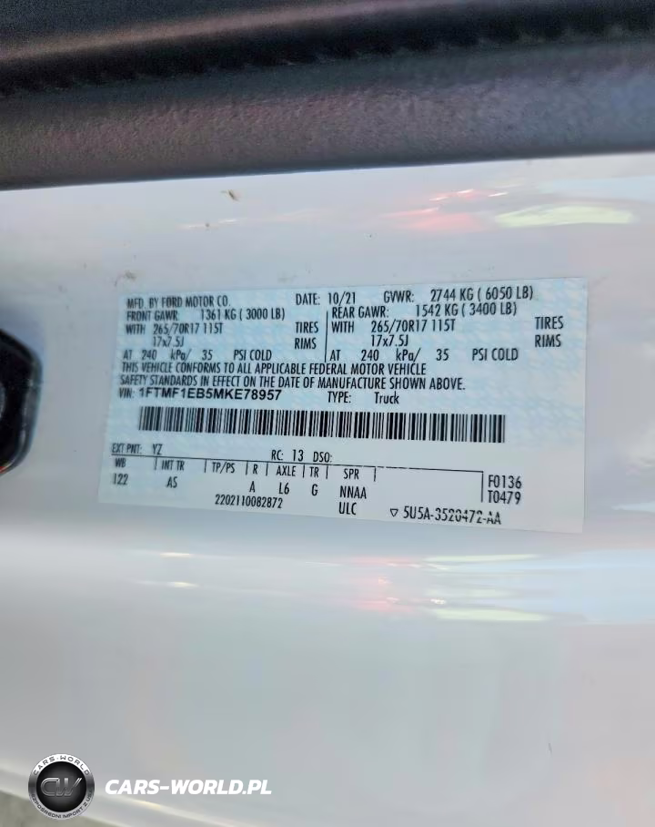 2021 Ford F150 2Wd VIN:1FTMF1EB5MKE78957 - 12