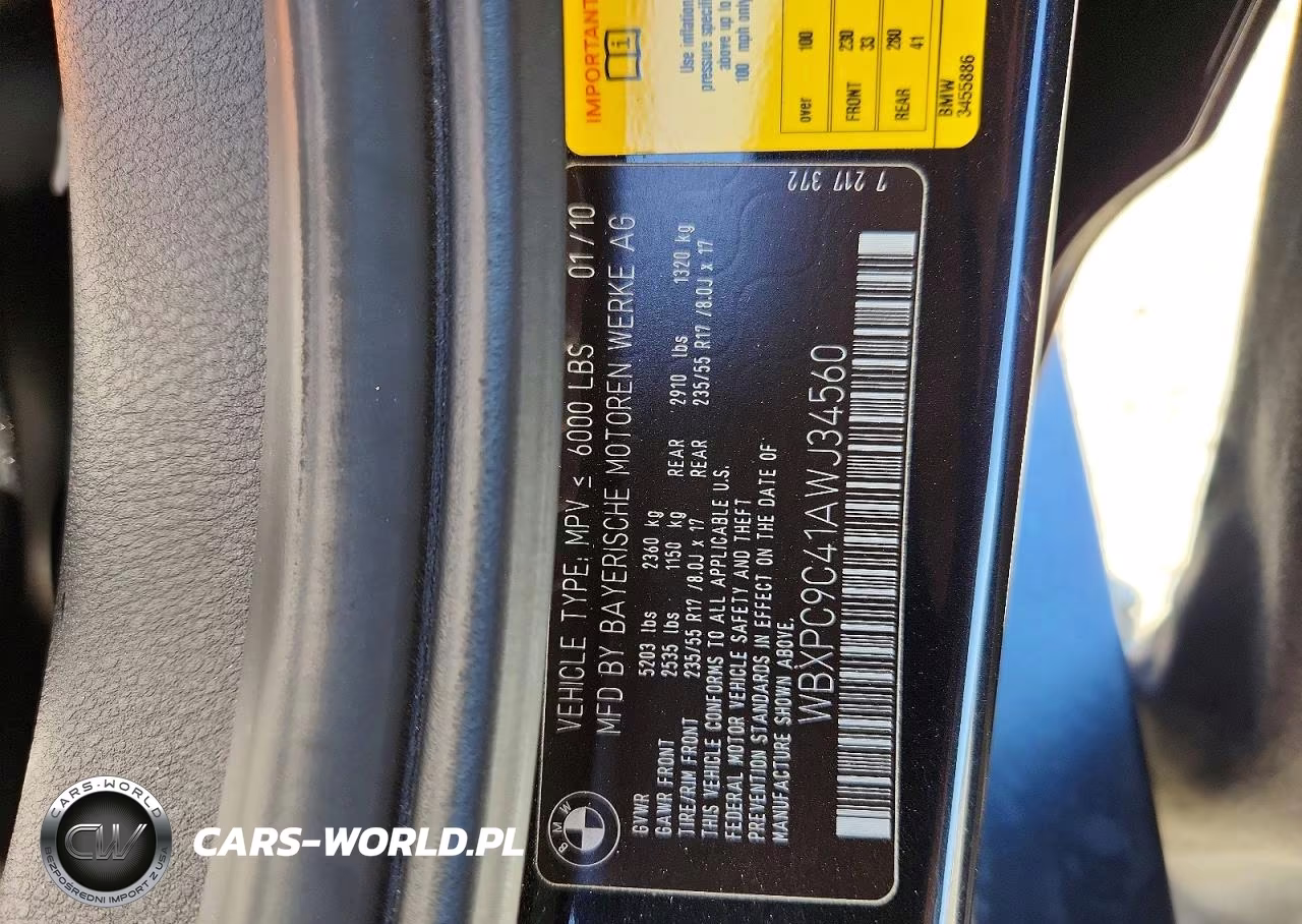2010 BMW X3 xDrive30I VIN:WBXPC9C41AWJ34560 - 12