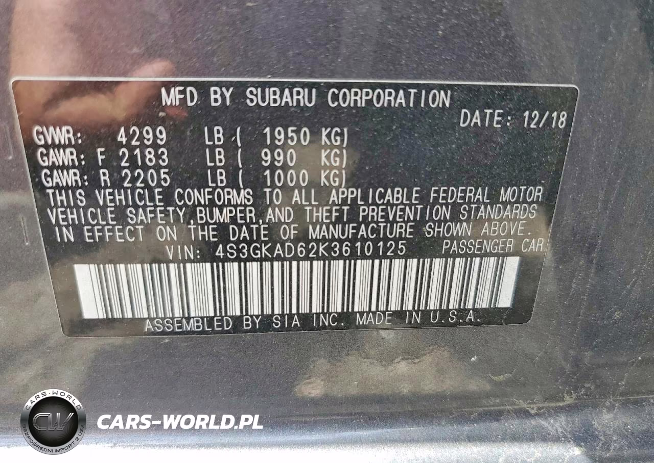 2019 Subaru Impreza Premium VIN:4S3GKAD62K3610125 - 12