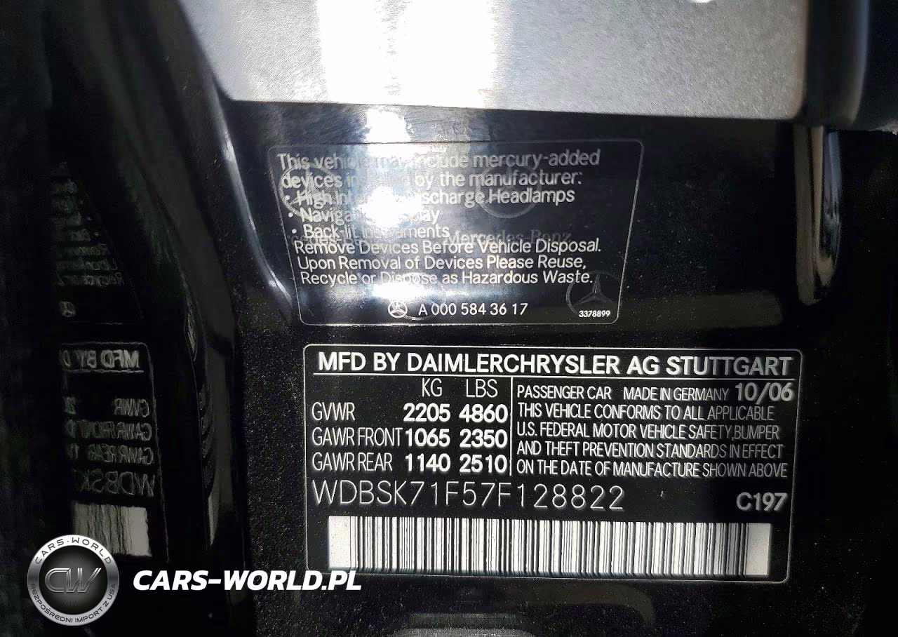 2007 Mercedes-Benz Sl 550 VIN:WDBSK71F57F128822 - 12