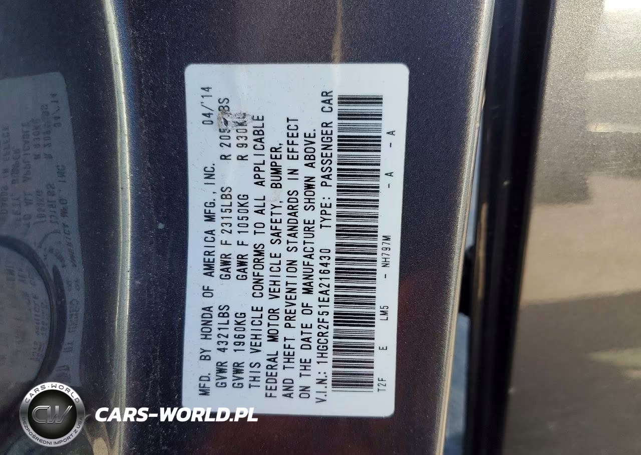 2014 Honda Accord Sport VIN:1HGCR2F51EA216430 - 12