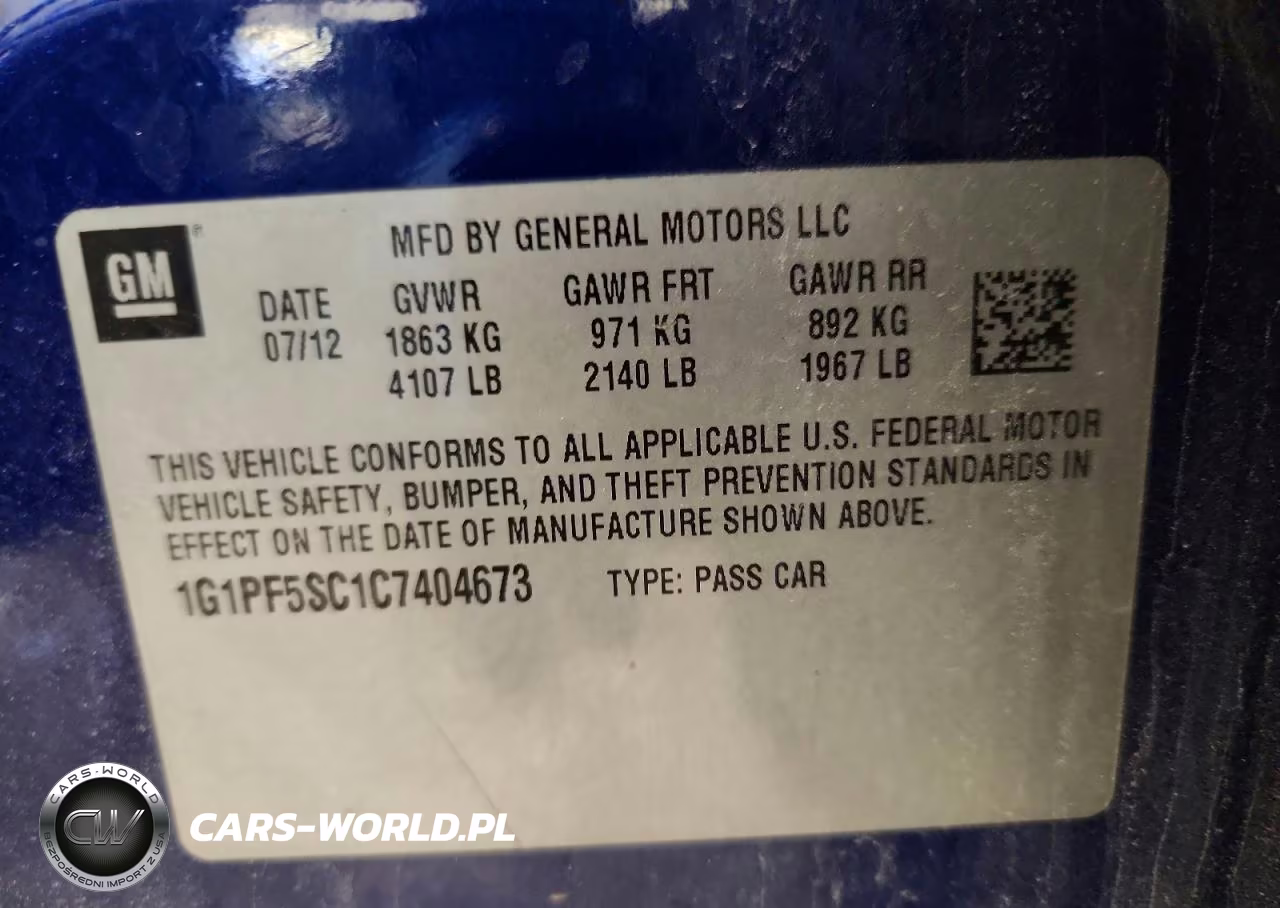 2012 Chevrolet Cruze Lt VIN:1G1PF5SC1C7404673 - 12
