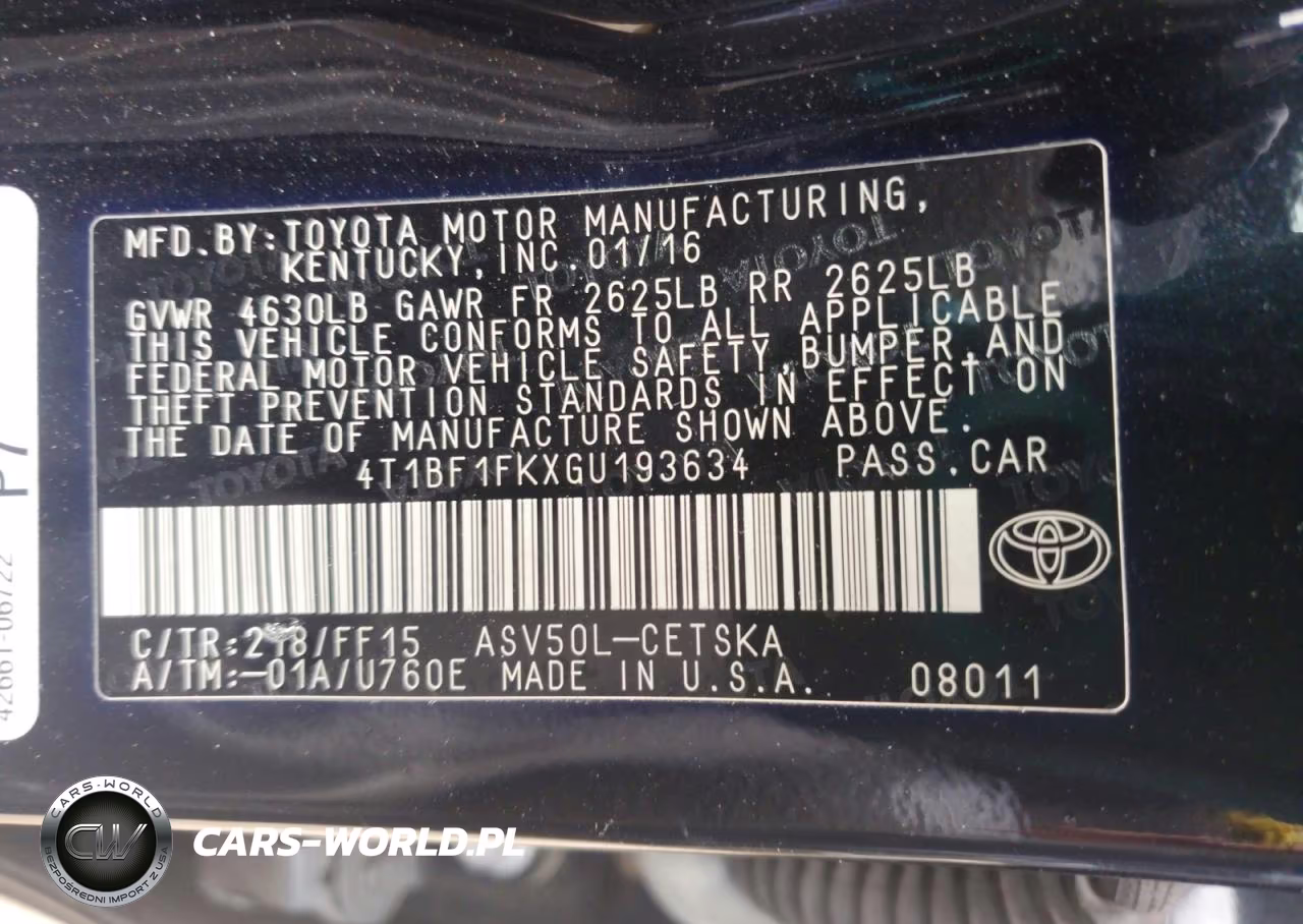 2016 Toyota Camry Se VIN:4T1BF1FKXGU193634 - 12